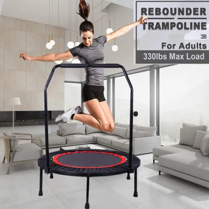 40 Inch Mini Fitness Rebounder Trampoline — Indoor Exercise for Adults & Kids with Safety Bar