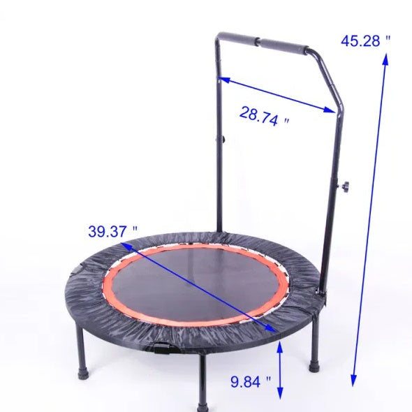 40 Inch Mini Fitness Rebounder Trampoline — Indoor Exercise for Adults & Kids with Safety Bar
