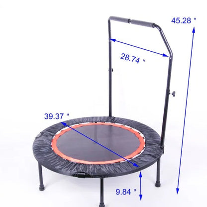 40 Inch Mini Fitness Rebounder Trampoline — Indoor Exercise for Adults & Kids with Safety Bar