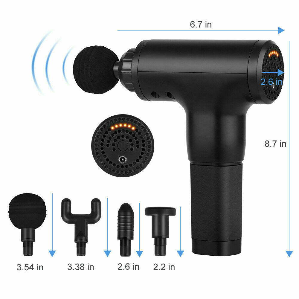 TenohFit Percussion Massage Gun — Deep Tissue Recovery with 4 Interchangeable Heads