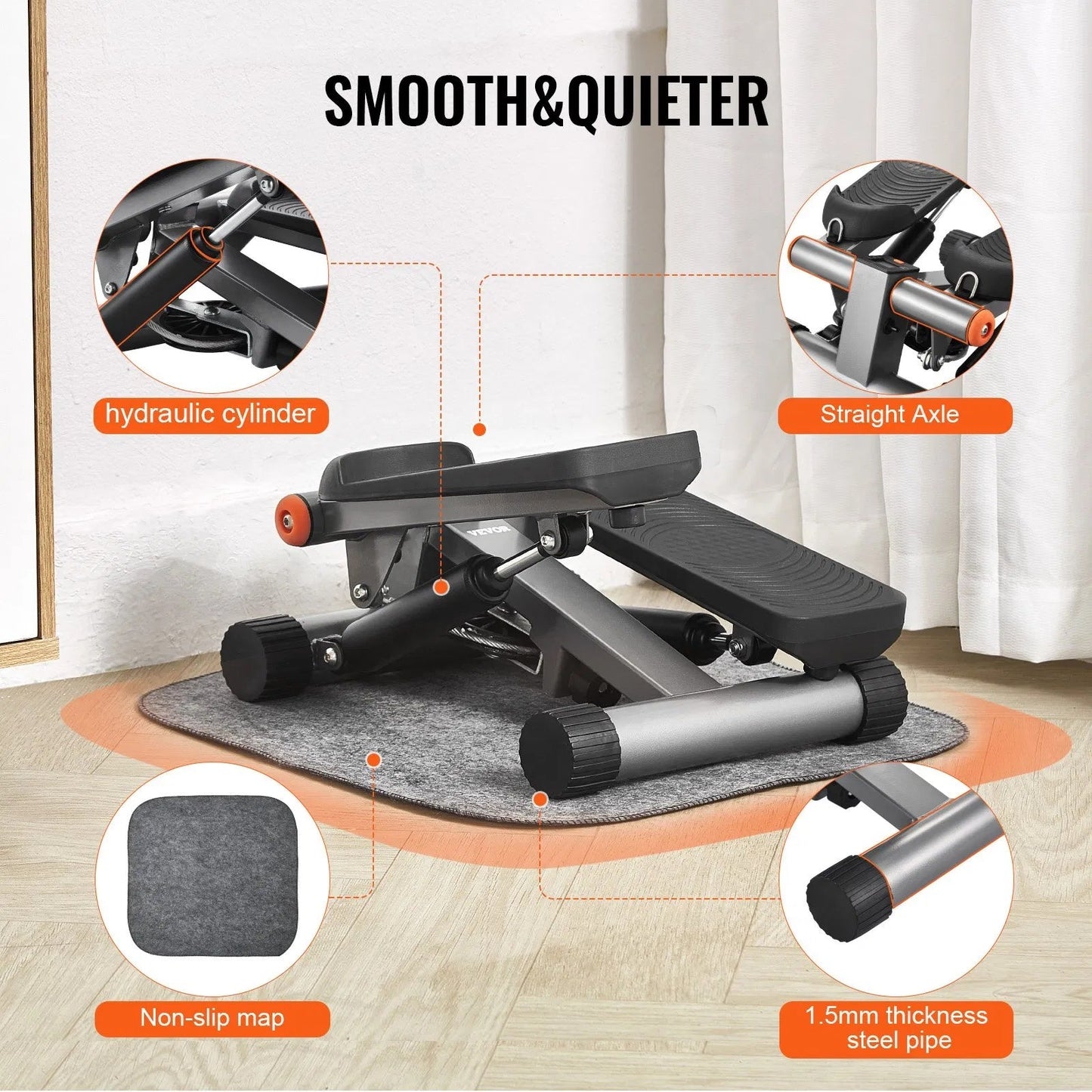 Mini Hydraulic Stepper with Resistance Bands & LCD Monitor