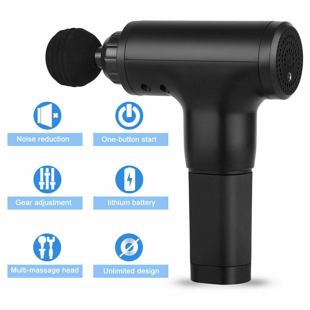 TenohFit Percussion Massage Gun — Deep Tissue Recovery with 4 Interchangeable Heads
