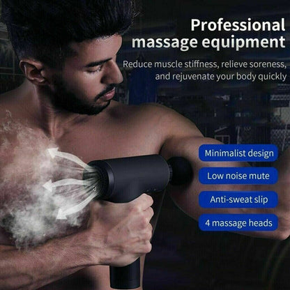 TenohFit Percussion Massage Gun — Deep Tissue Recovery with 4 Interchangeable Heads