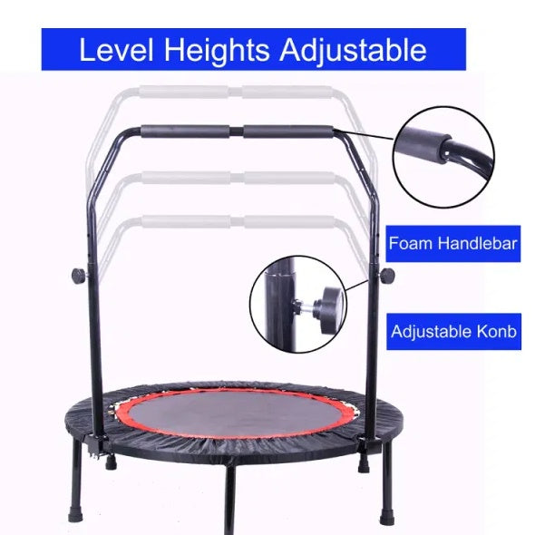 40 Inch Mini Fitness Rebounder Trampoline — Indoor Exercise for Adults & Kids with Safety Bar