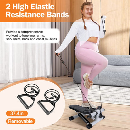 Compact Portable Mini Stepper for Women — Full Body Workout with Resistance Bands