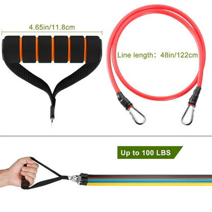 11-Piece Resistance Bands Set — Full Body Home Gym Kit with Handles Ankle Straps & Door Anchor