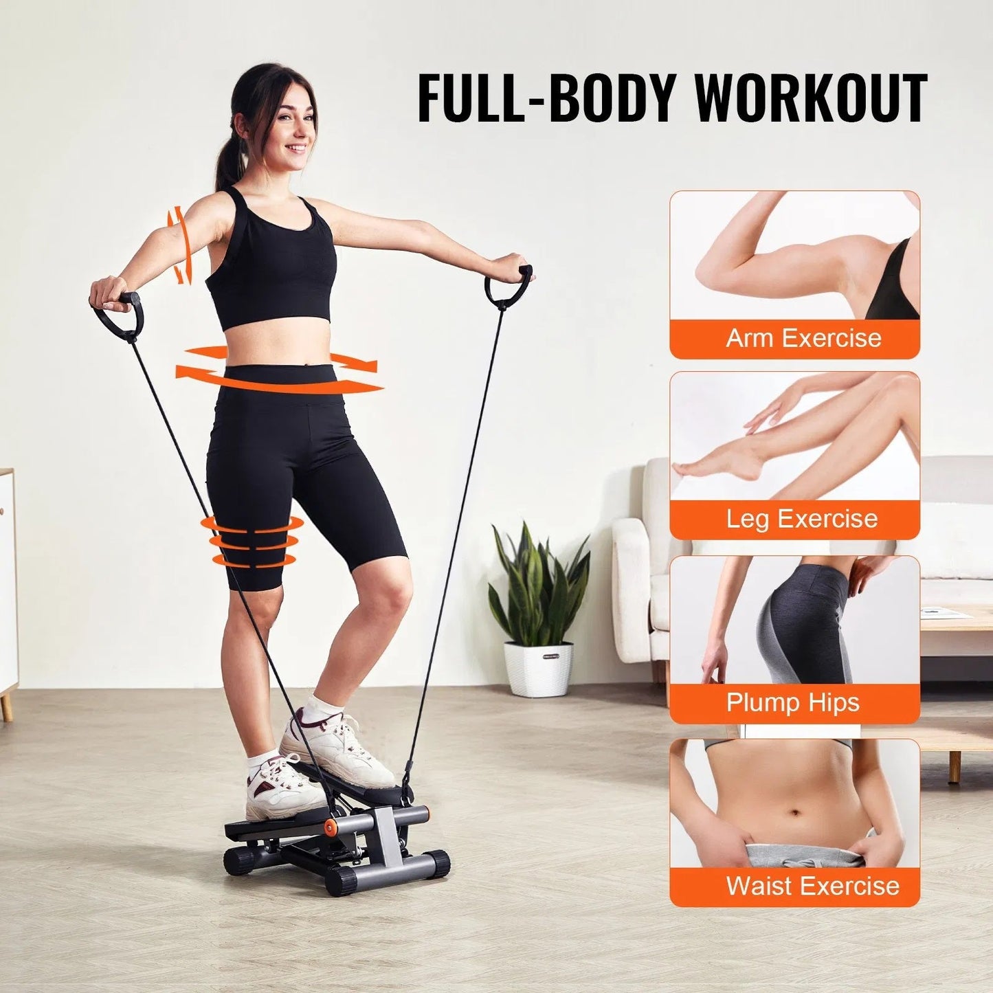 Mini Hydraulic Stepper with Resistance Bands & LCD Monitor