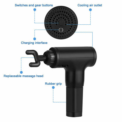 TenohFit Percussion Massage Gun — Deep Tissue Recovery with 4 Interchangeable Heads