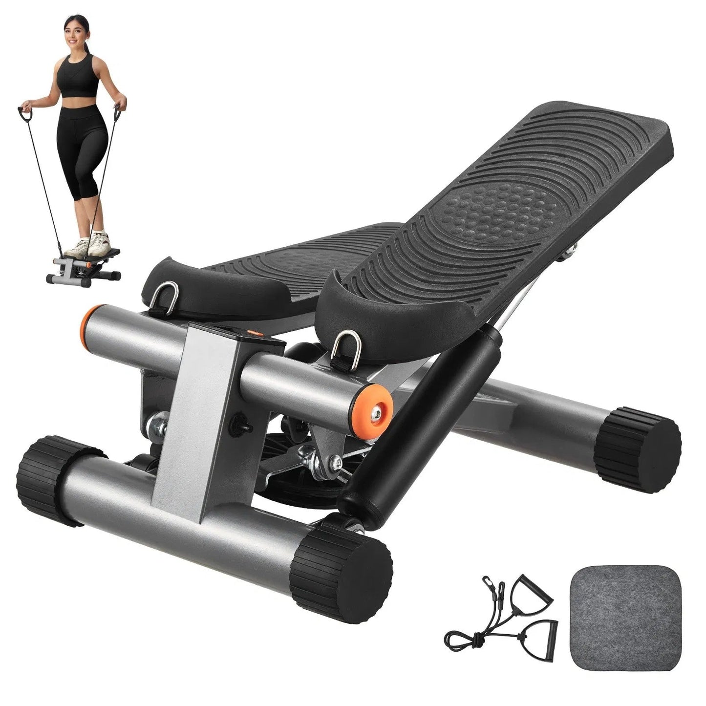 Mini Hydraulic Stepper with Resistance Bands & LCD Monitor